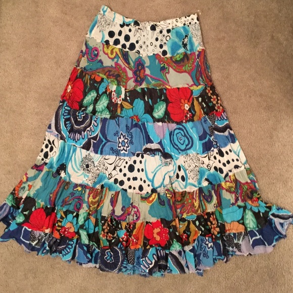 Colorful boho Patchwork maxiskirt