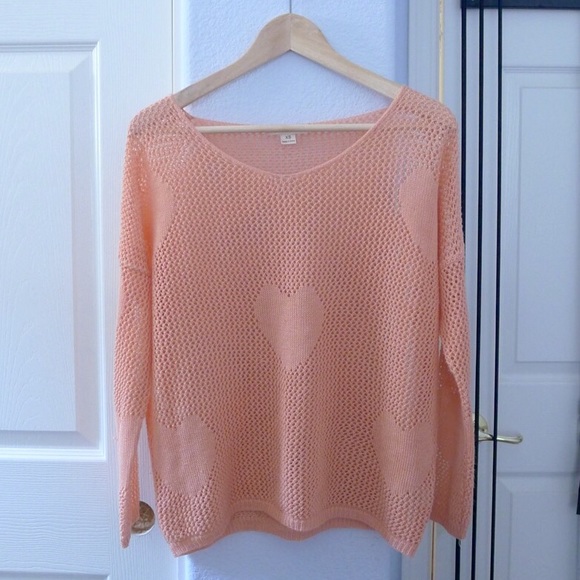 Peach Sweater Heart Slouchy Brandy Melville