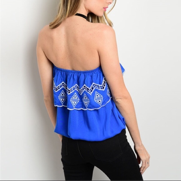 Royal blue boho sleeveless top! LAST ONE!! - Picture 2 of 3