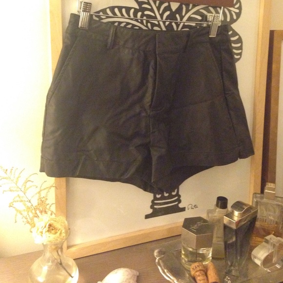 Black faux leather shorts size 4