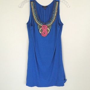 Blue beaded long tank, perfect with leggings!