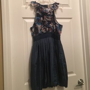 Blue/print cocktail dress
