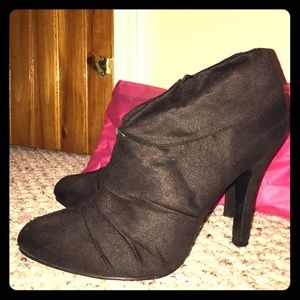 Black suede like ankle boots