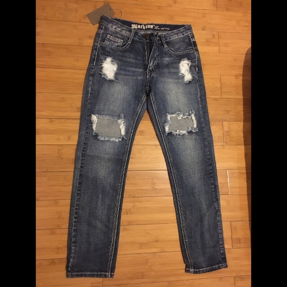 Machine Denim Ripped Destressed jeans
