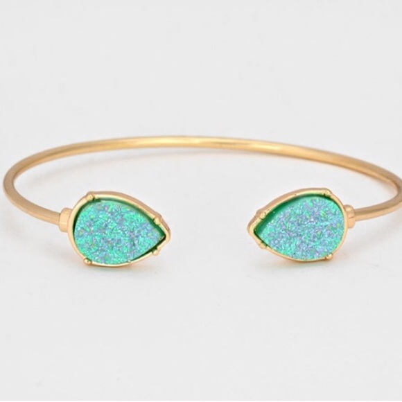 Blue Tear Drop Stone Cuff Bracelet
