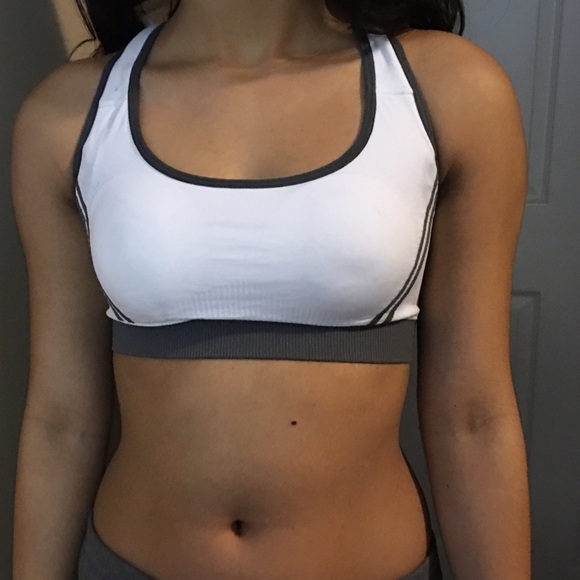 White and grey sports bra