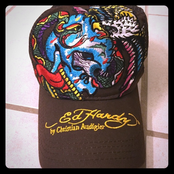 Brown Ed Hardy Trucker Hat