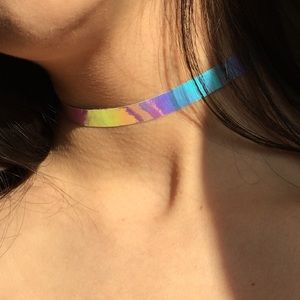 UNIF Jewelry - Opalescent Reflective Holographic Choker UNIF Jewelry - Opalescent Reflective Holographic Choker