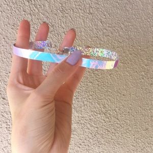 UNIF Jewelry - Opalescent Reflective Holographic Choker UNIF Jewelry - Opalescent Reflective Holographic Choker