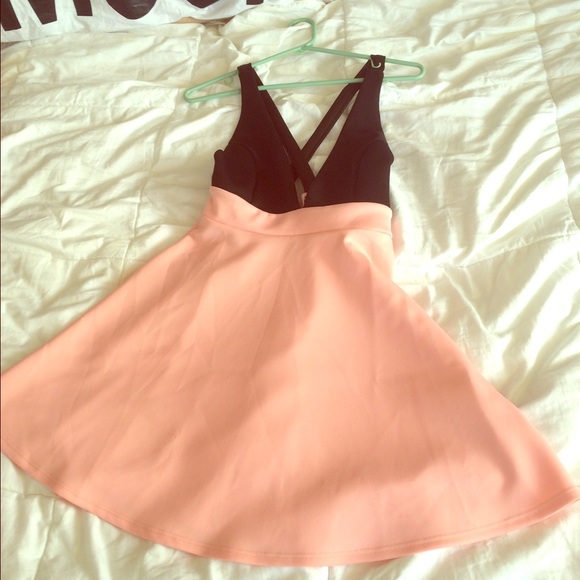 Cross Back Two Tone Skater Dress