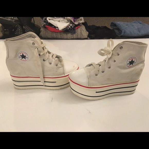 Platform white converse style sneakers