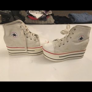 Platform white converse style sneakers