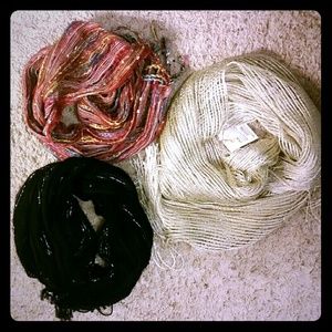 Bundle of 3 shimmery scarves