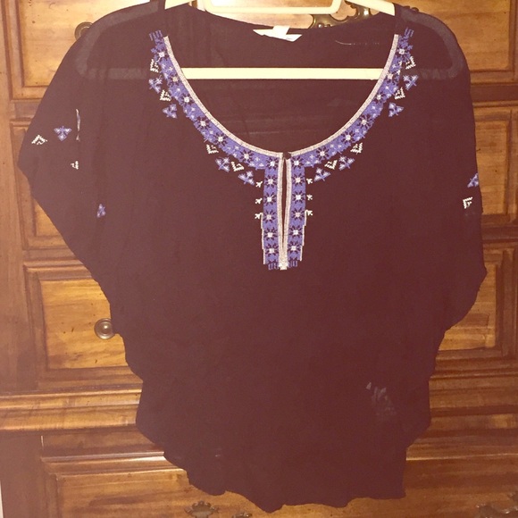Dark Navy Embroidered Top