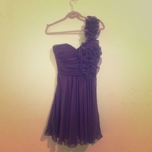 Purple Chiffon One Shoulder Dress