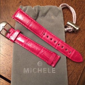 Hot pink 16MM Alligator MICHELE watch strap