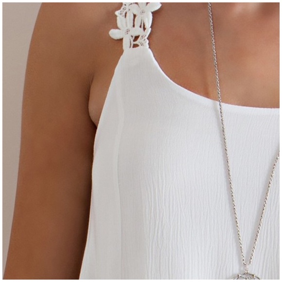 SOLD. Off White A-Line Lace Strap Dress - Picture 4 of 5
