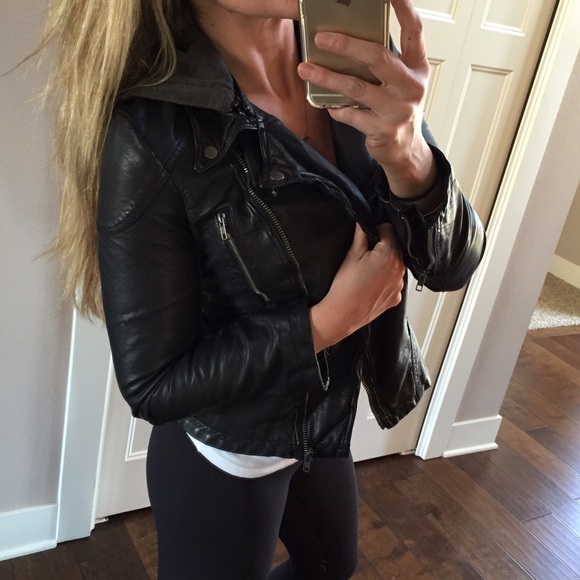Free People Vegan Leather Moto Jacket with Hood - Picture 2 of 4