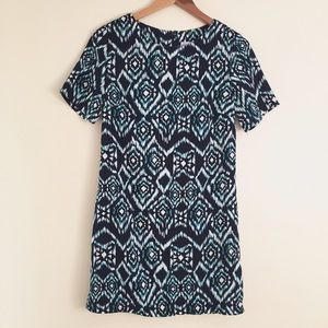 Mahina || Blue Geo Pattern Shift Dress