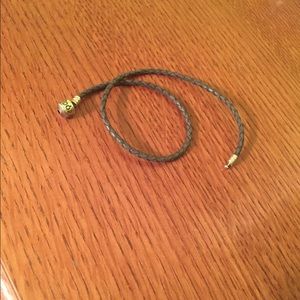 Gray Pandora Double Wrap Leather Bracelet