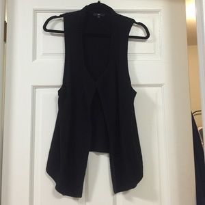 Knitted black open concept vest