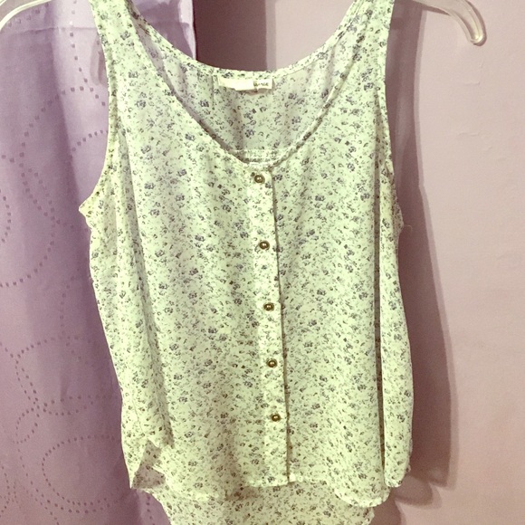 Garage light blue floral blouse