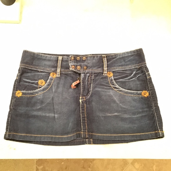 Corduroy mini skirt.