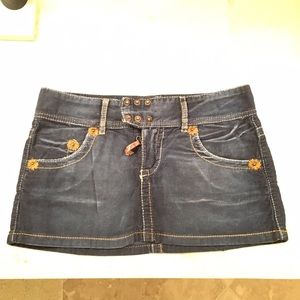 Corduroy mini skirt.