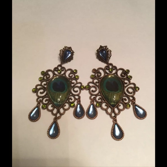 Betsey Johnson Peacock Earrings - Picture 1 of 4