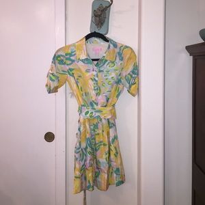 Lilly Pulitzer yellow flowers sundress.