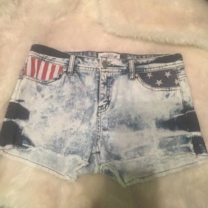 American Flag Cut Off Denim Shorts