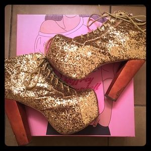 Jeffrey Campbell Gold Glitter Lita