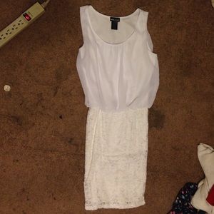 Dress with sheer on top and lace on bottom