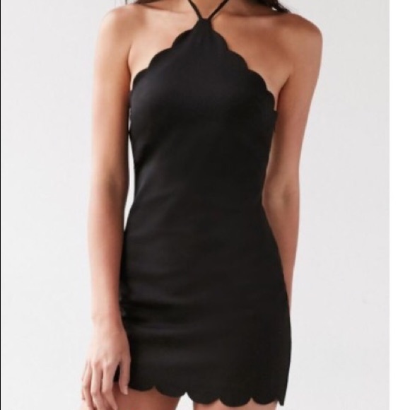 Black scallop halter dress