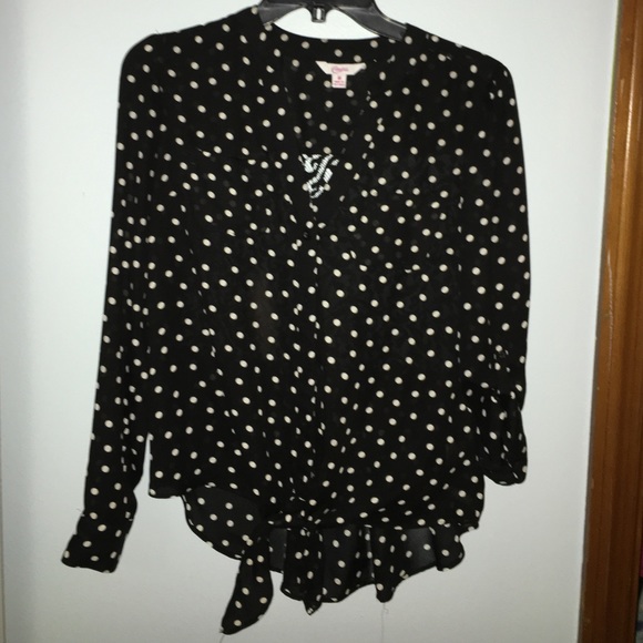 Polka Dot Lace Back Blouse