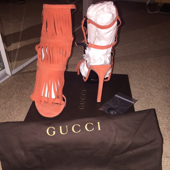 Gucci Dark Orange Suede Fringed Gladiators 😎