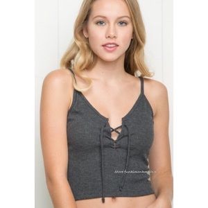 Brandy Melville Style Ribbed Crop Tank Grey Size S