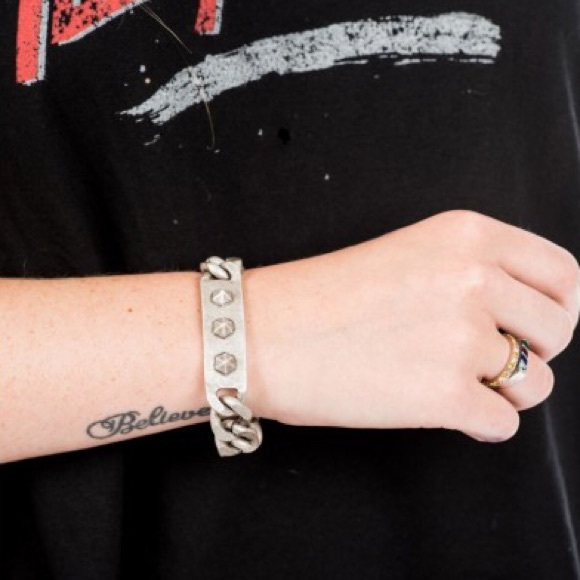 LUV AJ Pyramid Stud ID Bracelet - Antique Silver