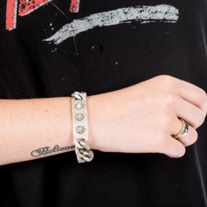 LUV AJ Pyramid Stud ID Bracelet - Antique Silver