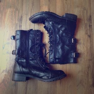 Black combat boots