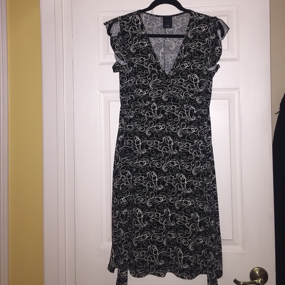 j.t.b. Black with white detail semi-wrap dress