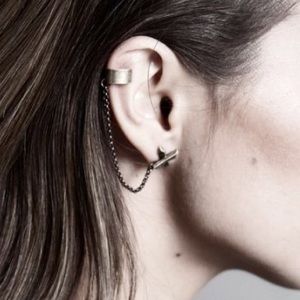 LUV AJ Crystal cross ear cuff in copper