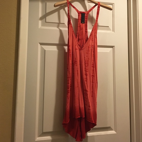 Maj red tye-dye runched back cover up