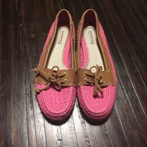 Hot Pink Weaved Leather Sperrys