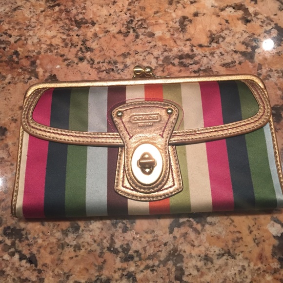 Coach multi-color striped wallet