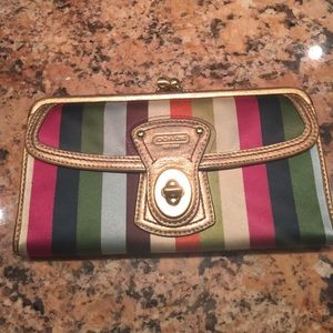 Coach multi-color striped wallet