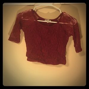 Lace-covered crop top