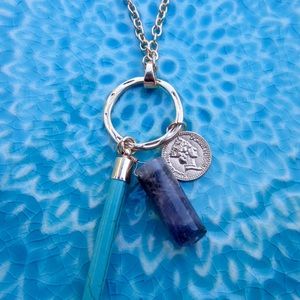 Turquoise, amethyst, & gold coin Necklace 💠✨