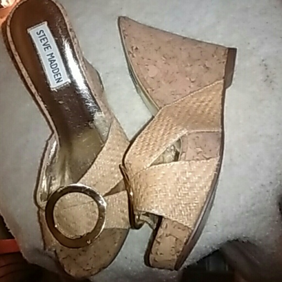 Steve Madden cork and weaved wedges