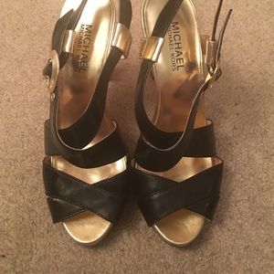 Michael Kors Black & Gold Strappy Heel